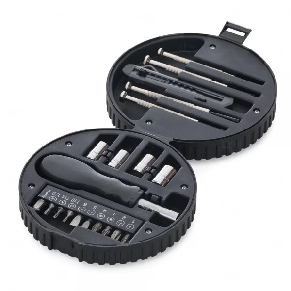 Mini Kit de Ferramentas Personalizado - 20 Peças com Estojo Pneu 