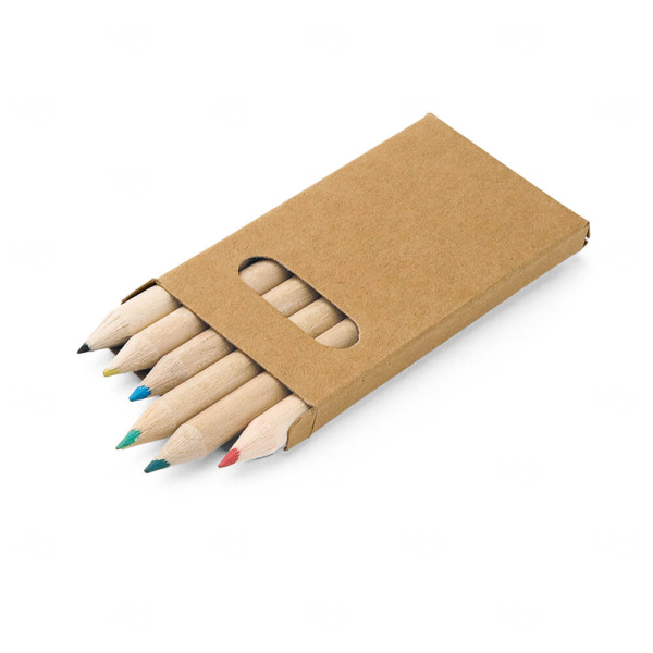 Caixa com 6 Mini Lápis de Cor Personalizada 