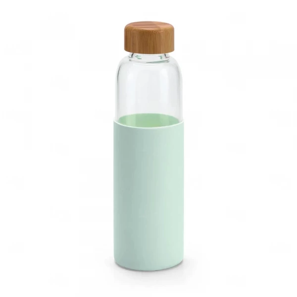 Garrafa de Vidro 600ml com Tampa de Bambu Personalizada 