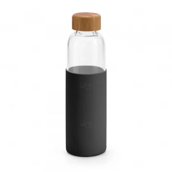 Garrafa de Vidro 600ml com Tampa de Bambu Personalizada 