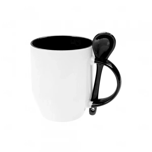 Caneca de Cerâmica com Colher Personalizada
