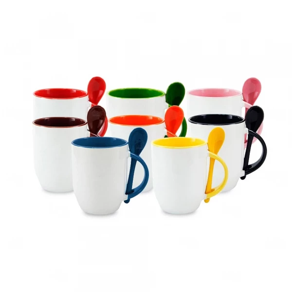 Caneca de Cerâmica com Colher Personalizada 