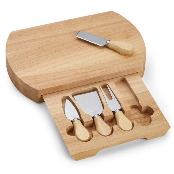 Kit Queijo 5 Peças com Tábua e Gaveta Personalizado