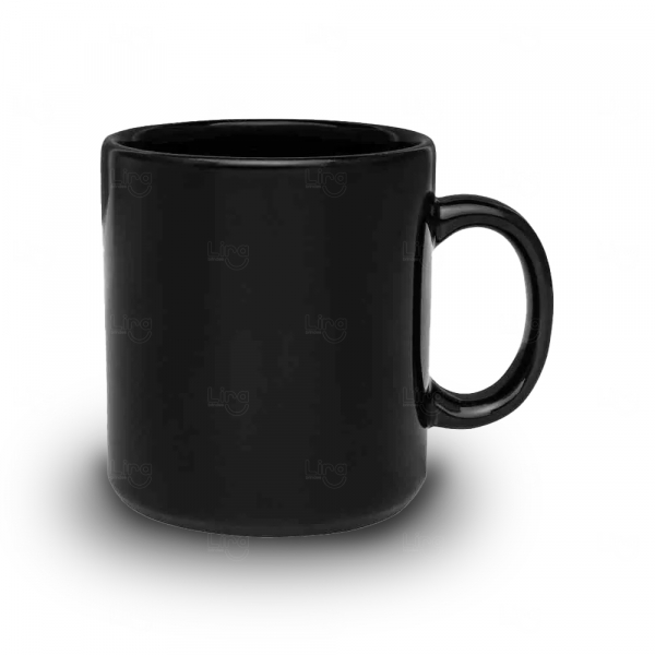 Caneca Preta de Porcelana  Personalizada - 300ml