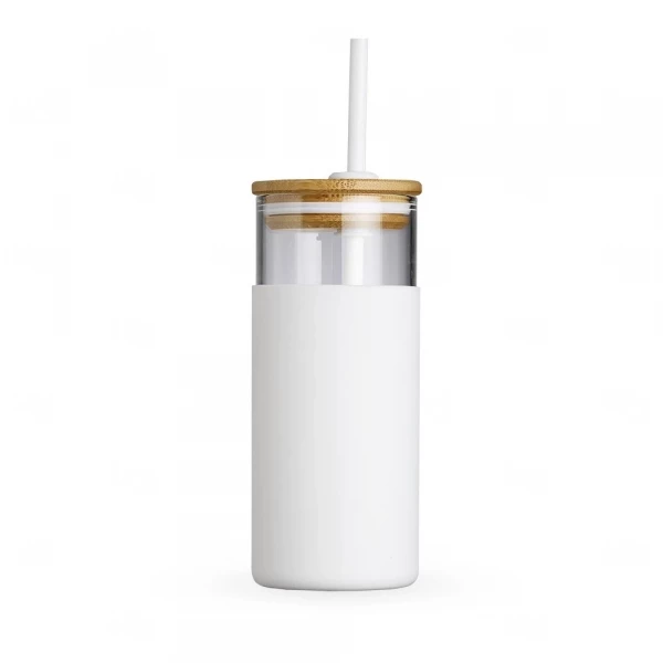 Copo de Vidro 500ml com Canudo Personalizado