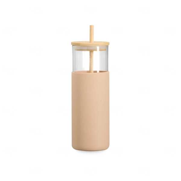 Copo de Vidro 500ml com Canudo Personalizado 