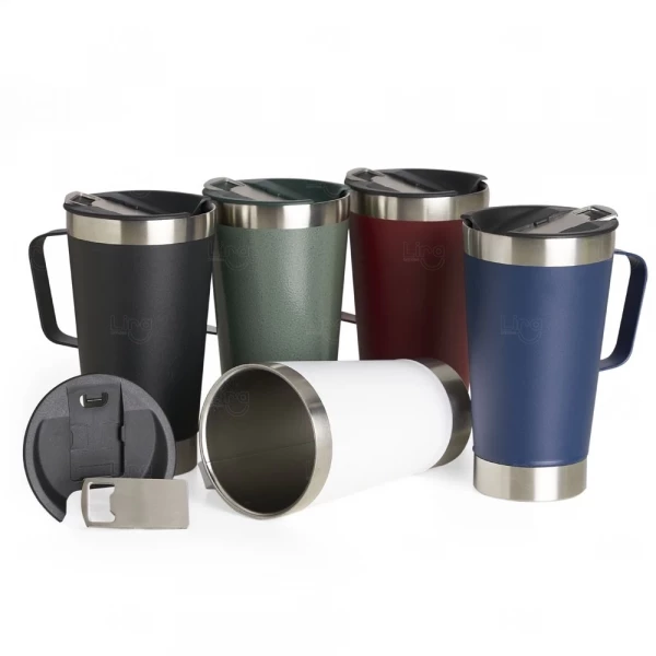 Caneca Térmica Inox com Abridor Personalizada - 500ml 