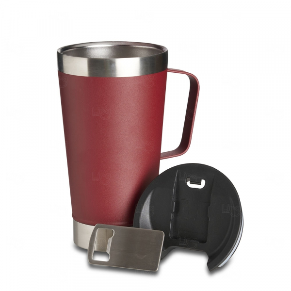 Caneca Térmica Inox com Abridor Personalizada - 500ml 