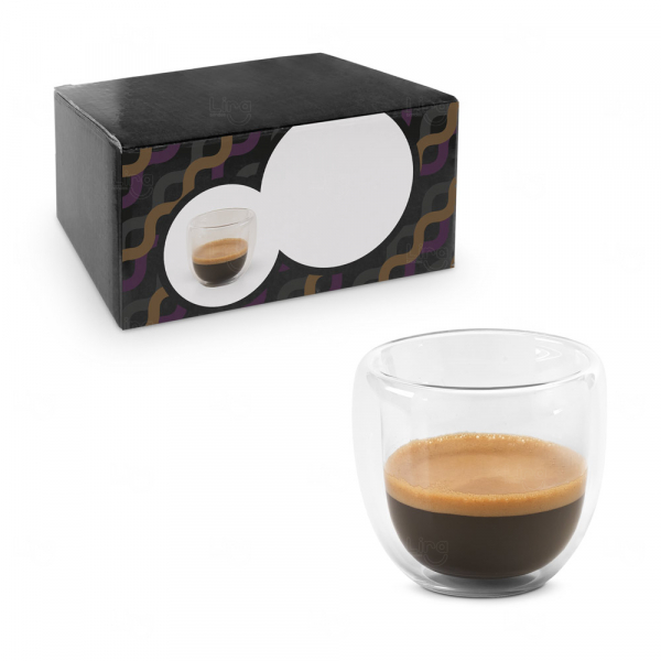 Kit Copos de Café em Vidro Duplo 75ml Personalizado 