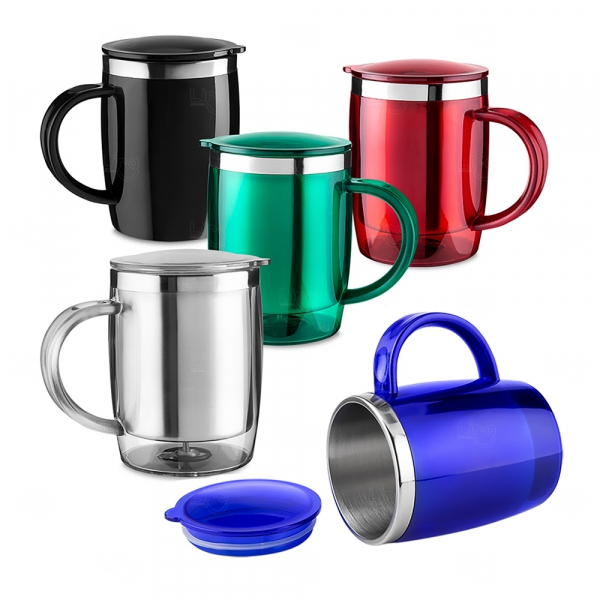 Caneca 400ml Plástica e Inox Personalizada 