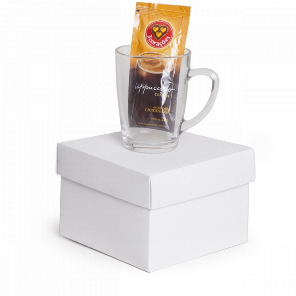 Kit Café com Caneca de Vidro 300ml Personalizado 