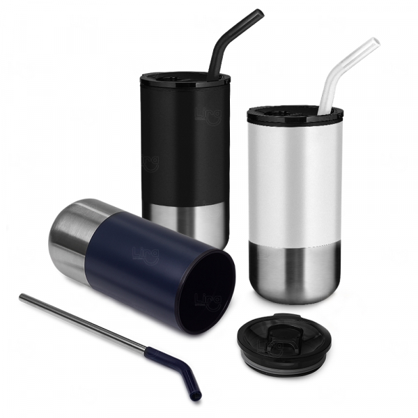 Copo Inox 500ml com Canudo Personalizado 