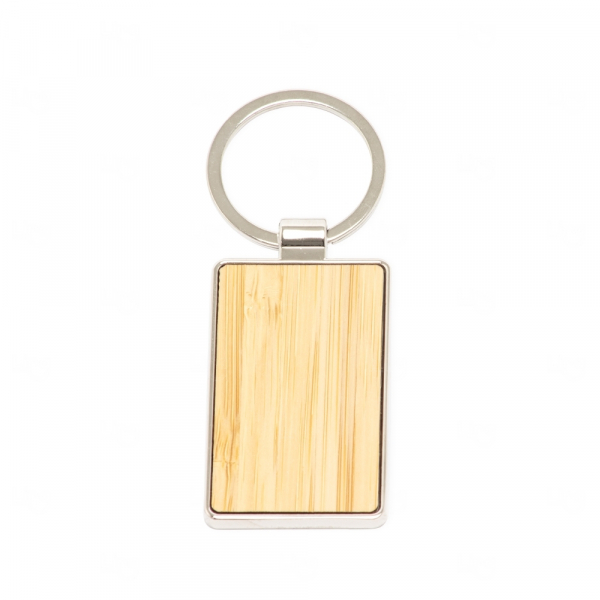 Chaveiro de Bambu e Metal Retangular Personalizado 