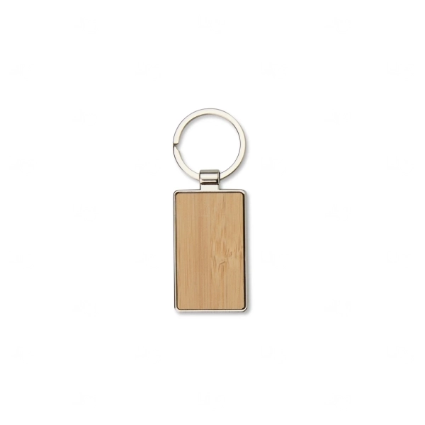 Chaveiro de Bambu e Metal Retangular Personalizado 