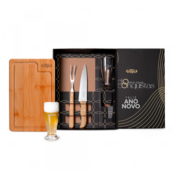 Kit Para Churrasco com Copos - 5 Peças - Personalizado