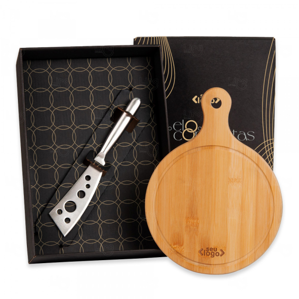 Kit para Queijo com Tábua de Bambu e Faca