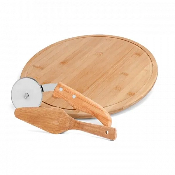 Kit Pizza em Bambu Personalizado -  3 Peças 
