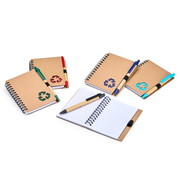 Caderno Ecológico com Caneta Personalizado - 13x10,5 cm 