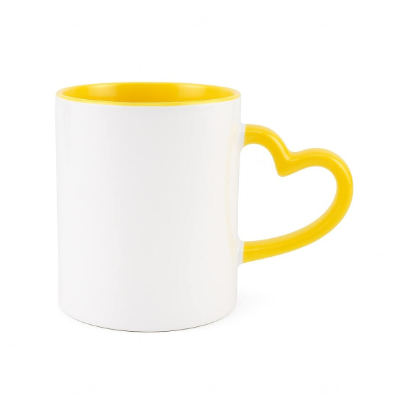 Caneca Coração Branca com Interior Colorido 325ml Personalizada 