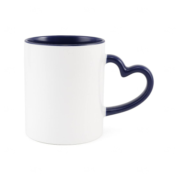 Caneca Coração Branca com Interior Colorido 325ml Personalizada 