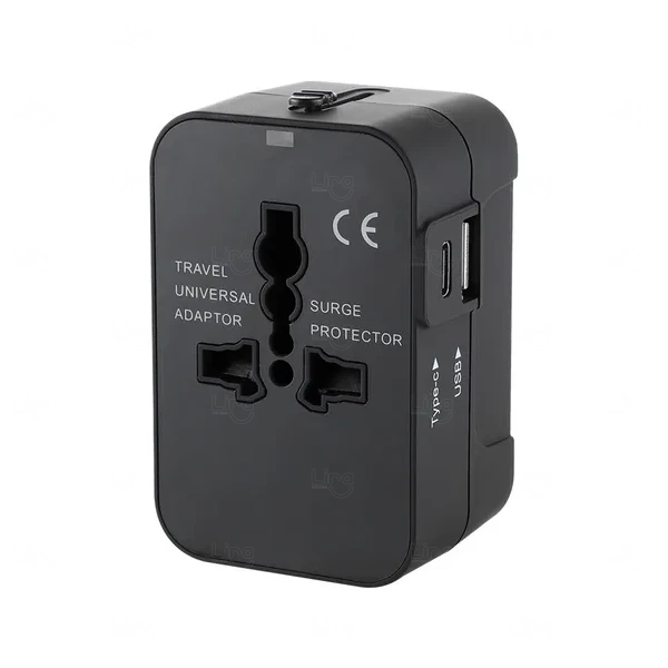 Adaptador Universal de Tomada com Tipo-C Personalizado Preto