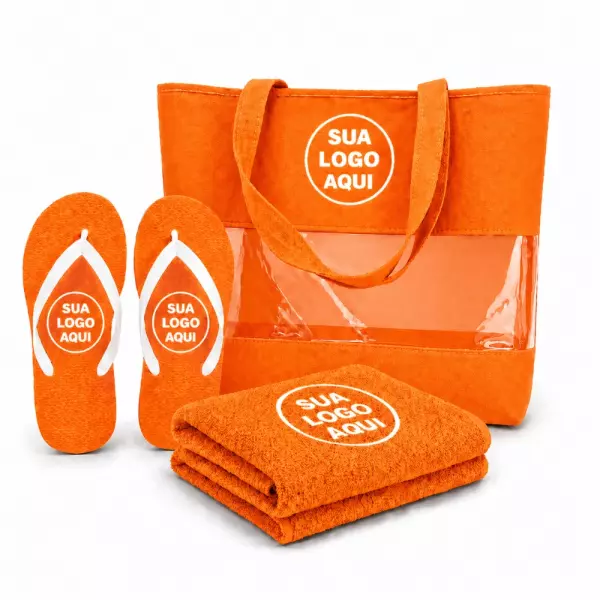 Kit Praia Personalizado - Sacola, Chinelo e Toalha 