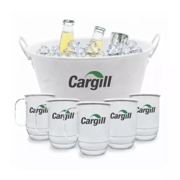 Kit Balde de Gelo com 5 Canecas Personalizado para Eventos
