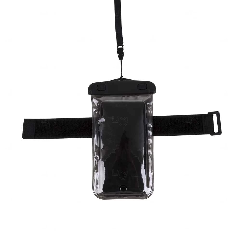 Braçadeira à Prova D'água para Celular Personalizada Preto