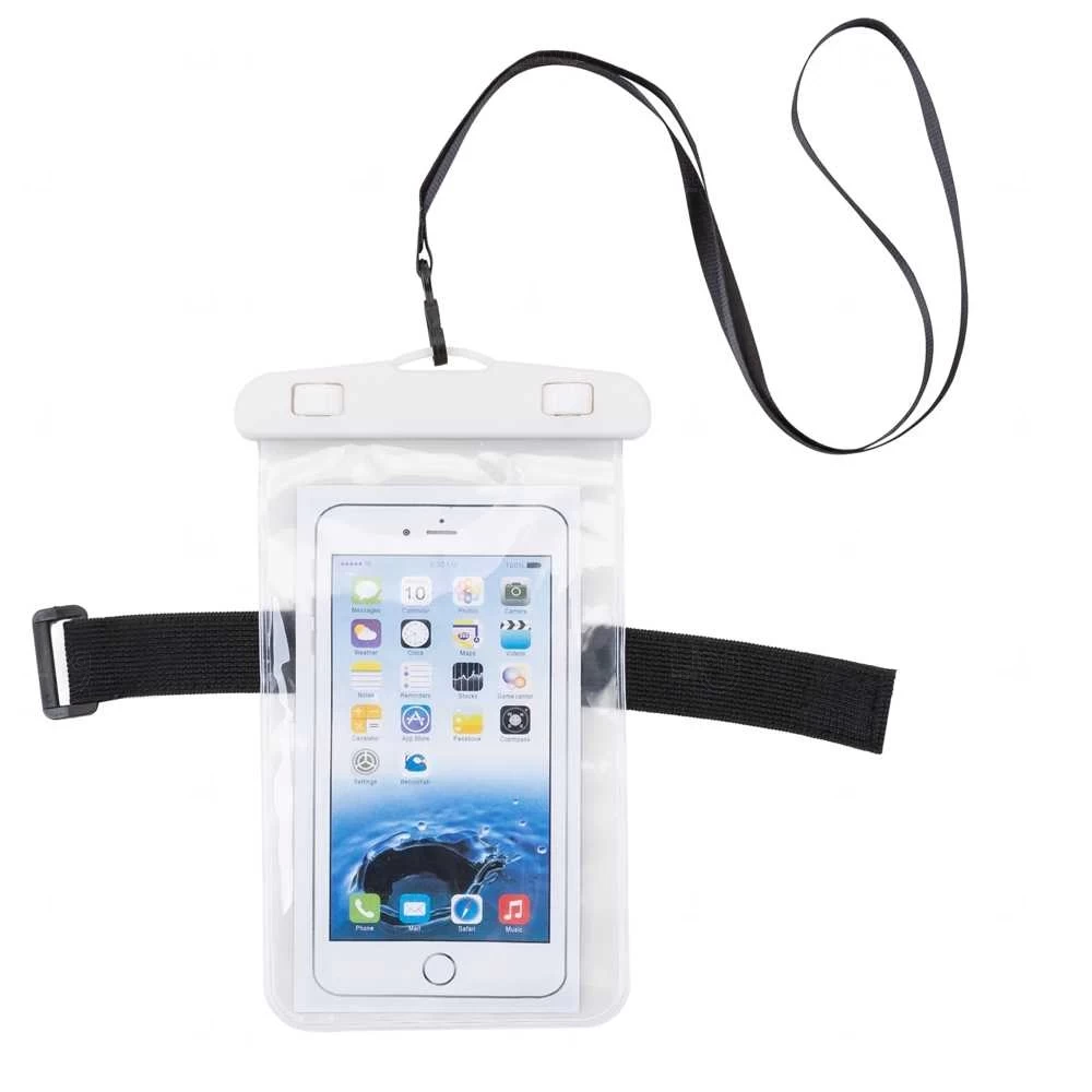 Braçadeira à Prova D'água para Celular Personalizada Branco