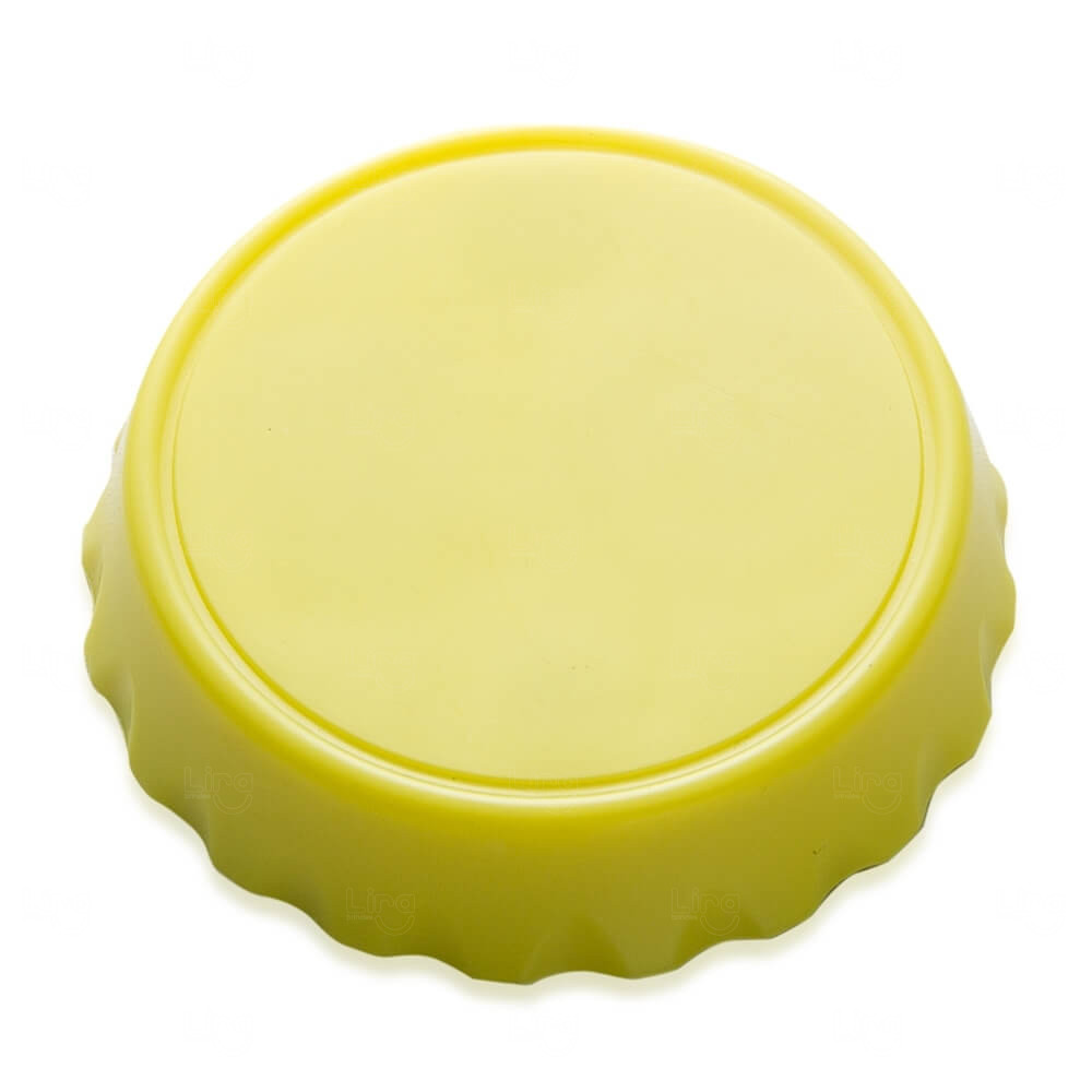 Tampinha Imã de Geladeira com Abridor De Garrafa Personalizado Amarelo