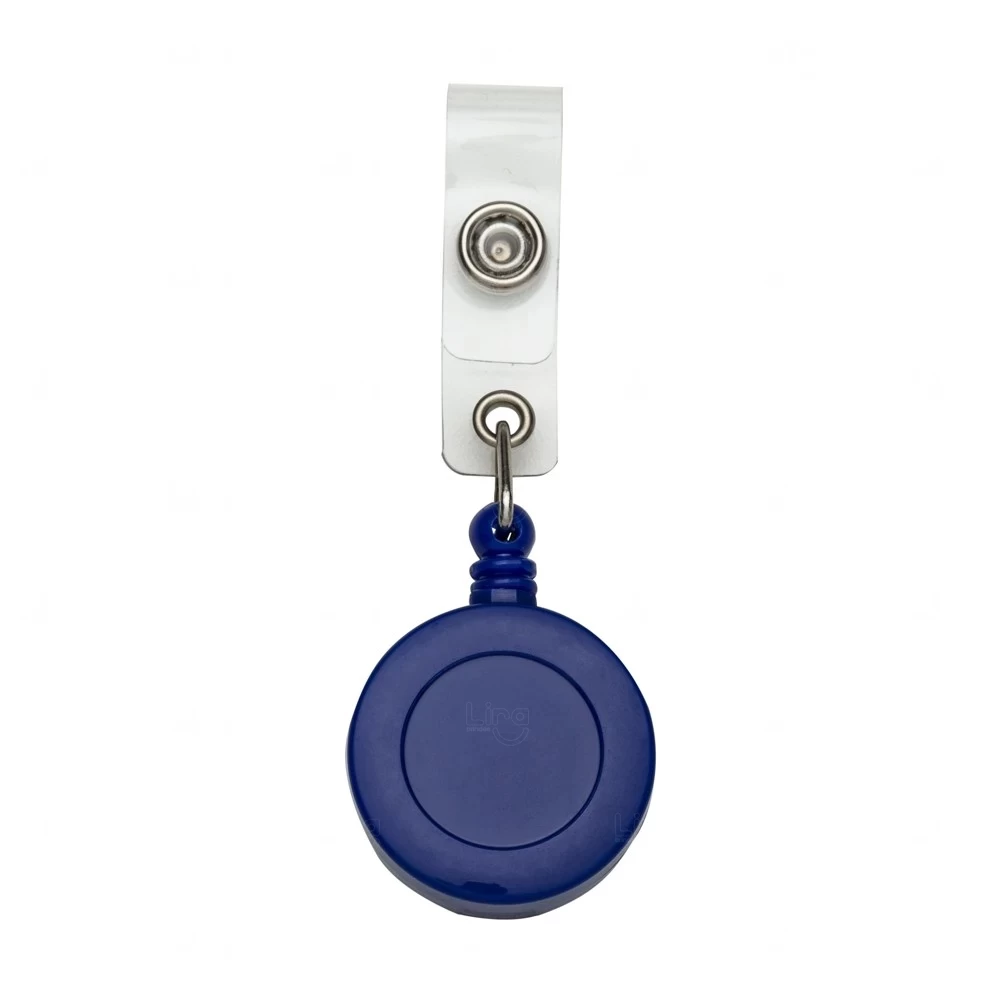 Porta Crachá Retrátil Personalizado Para Cordão Azul Escuro