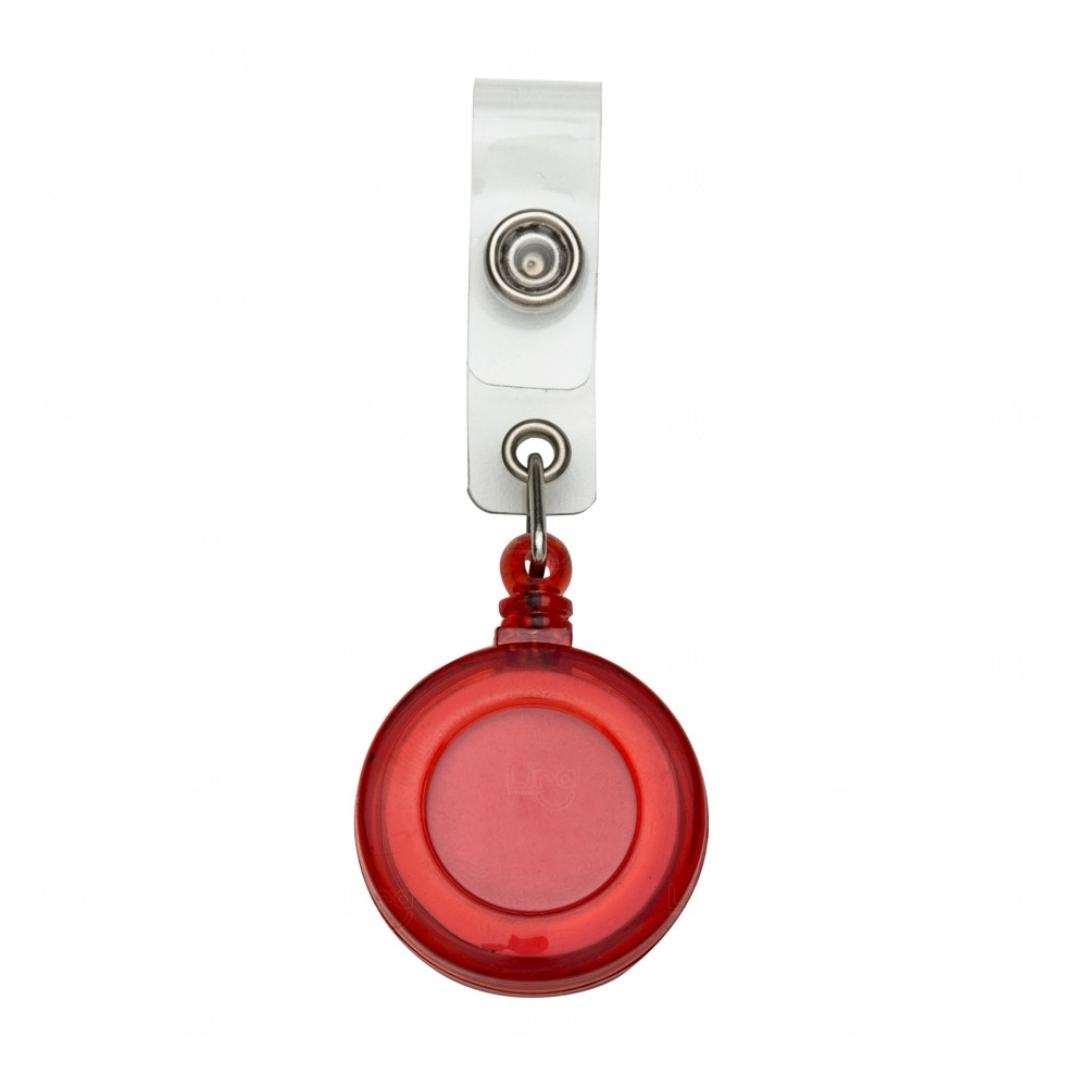 Porta Crachá Retrátil Personalizado Para Cordão Vermelho Transparente