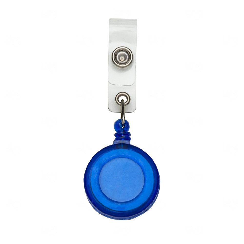 Porta Crachá Retrátil Personalizado Para Cordão Azul Transparente