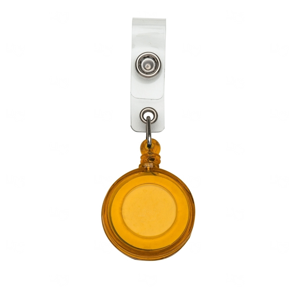 Porta Crachá Retrátil Personalizado Para Cordão Laranja Transparente