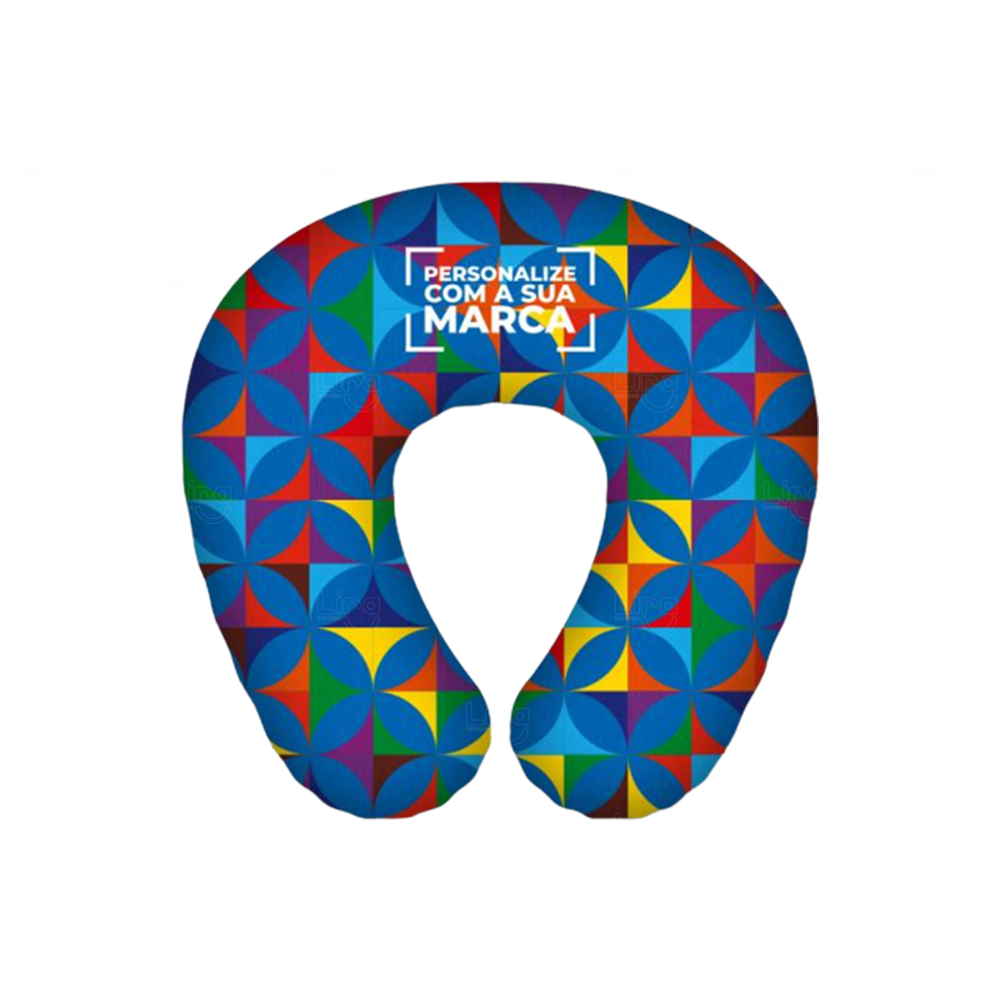 Almofada de Pescoço para Viagem 100% Personalizada Azul