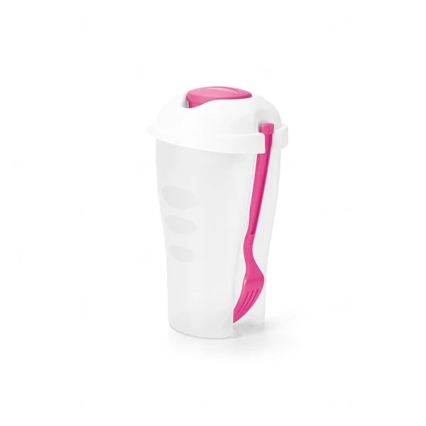 Copo para Salada 850mL Personalizado com Garfo e Molheira Rosa