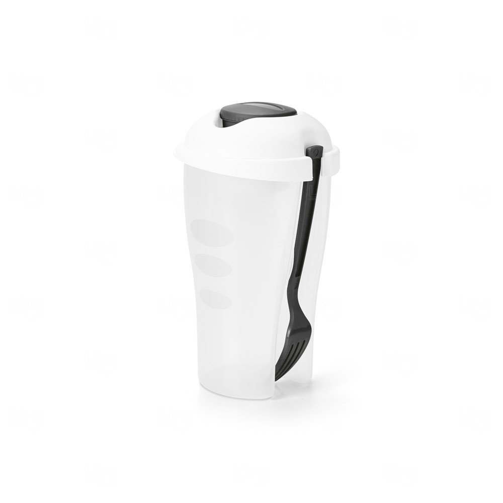 Copo para Salada 850mL Personalizado com Garfo e Molheira Preto