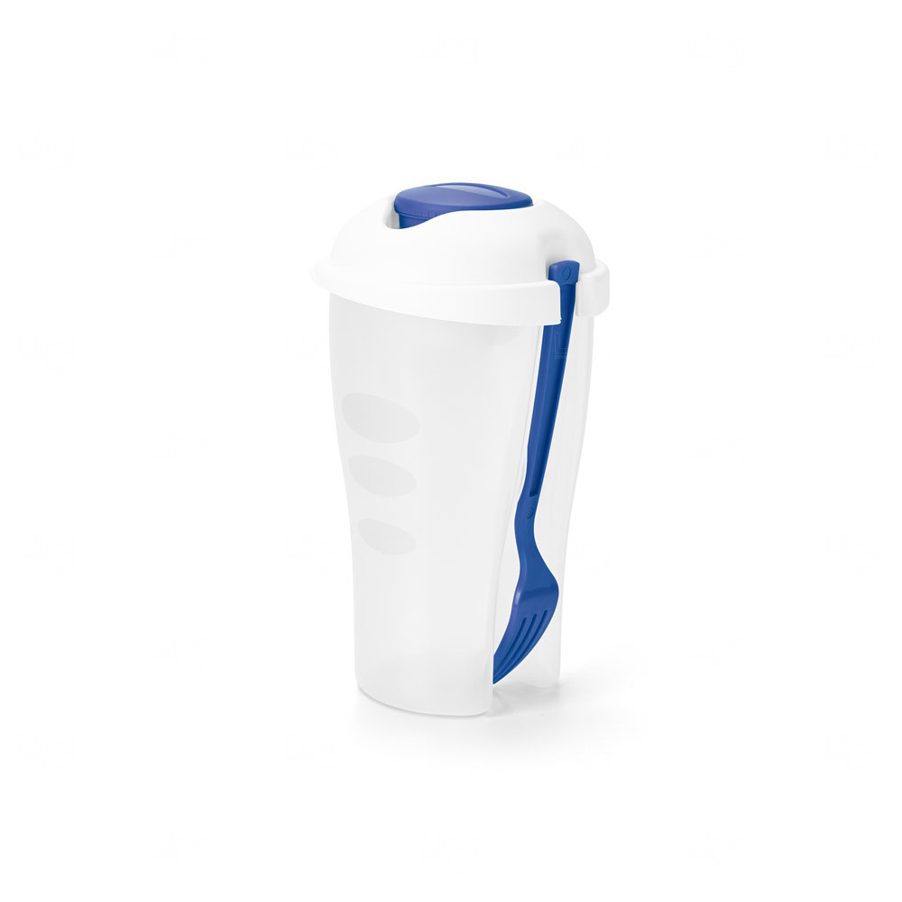 Copo para Salada 850mL Personalizado com Garfo e Molheira Azul