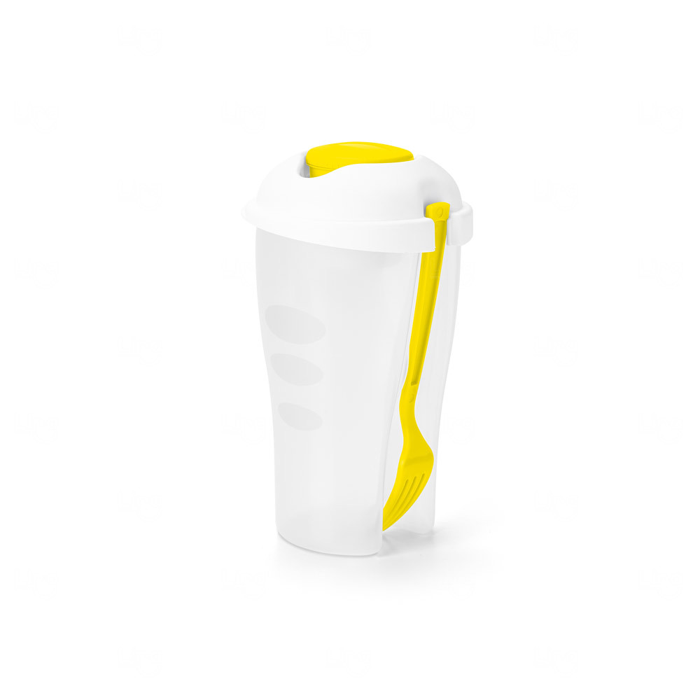 Copo para Salada 850mL Personalizado com Garfo e Molheira Amarelo
