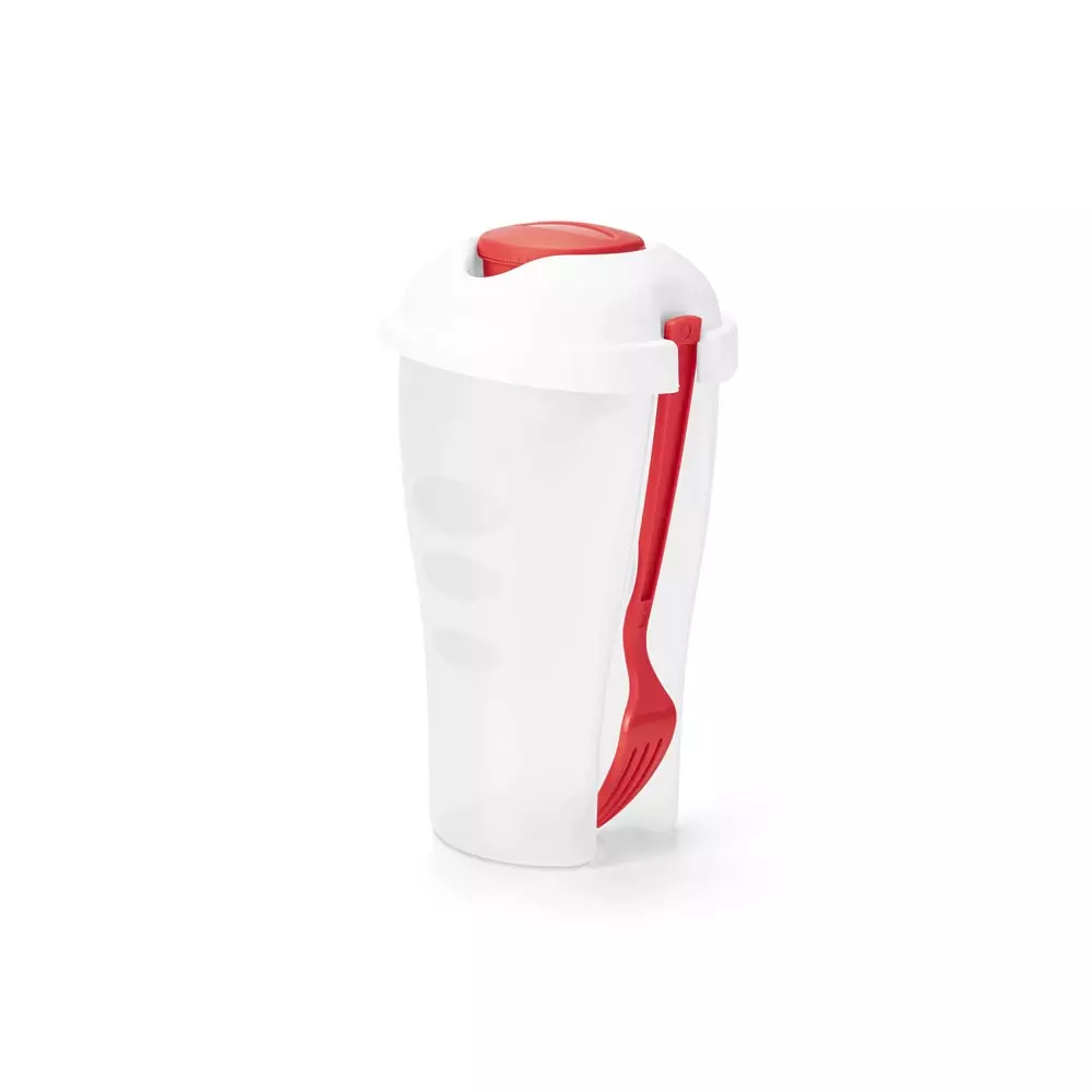 Copo para Salada 850mL Personalizado com Garfo e Molheira Vermelho