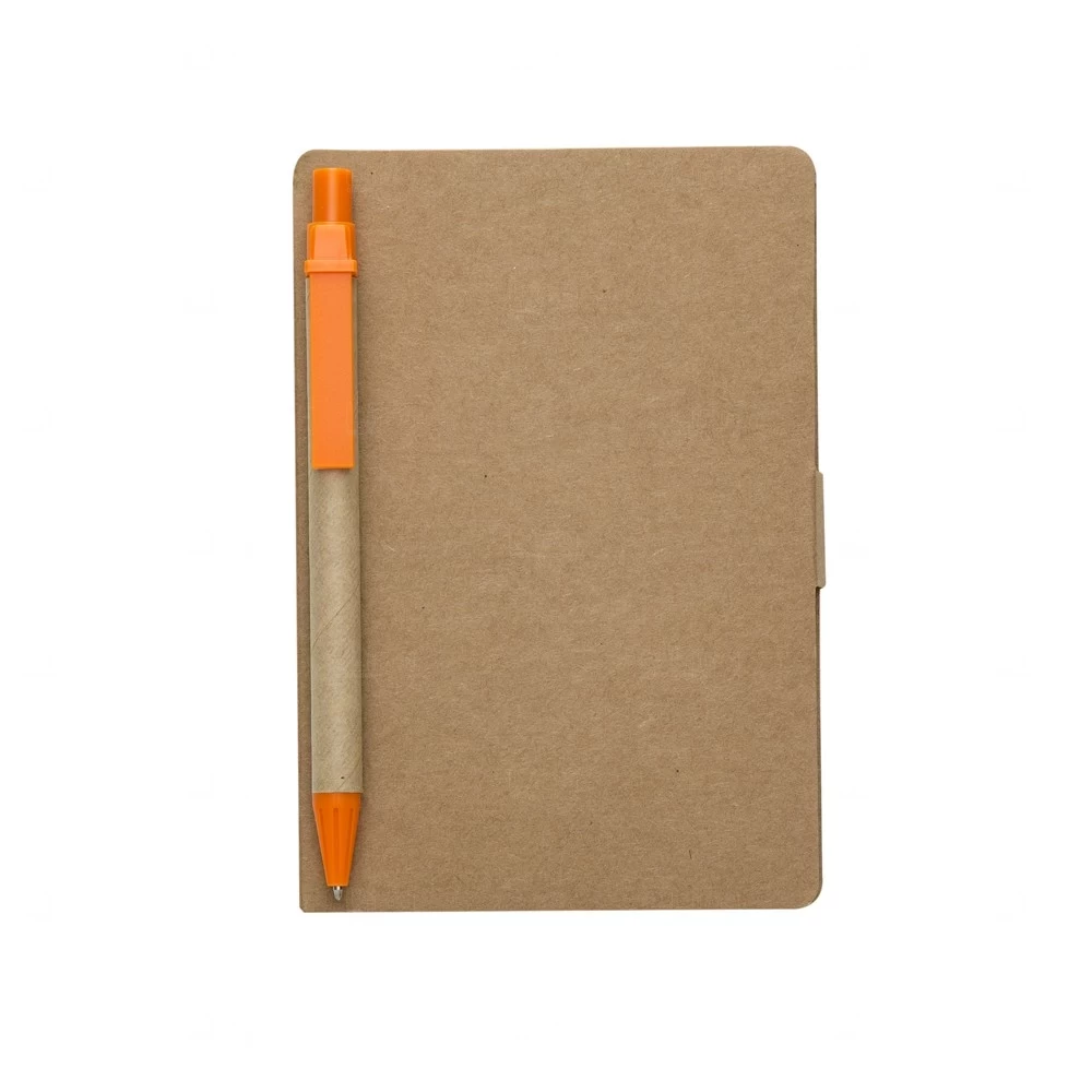 Bloco Ecológico com Caneta e Post-it Personalizado - 15,5 x 10 cm Laranja
