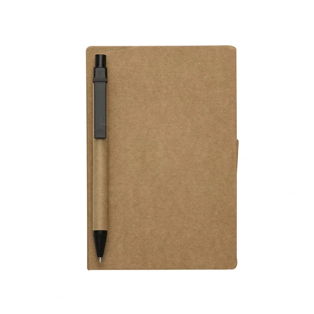 Bloco Ecológico com Caneta e Post-it Personalizado - 15,5 x 10 cm Preto