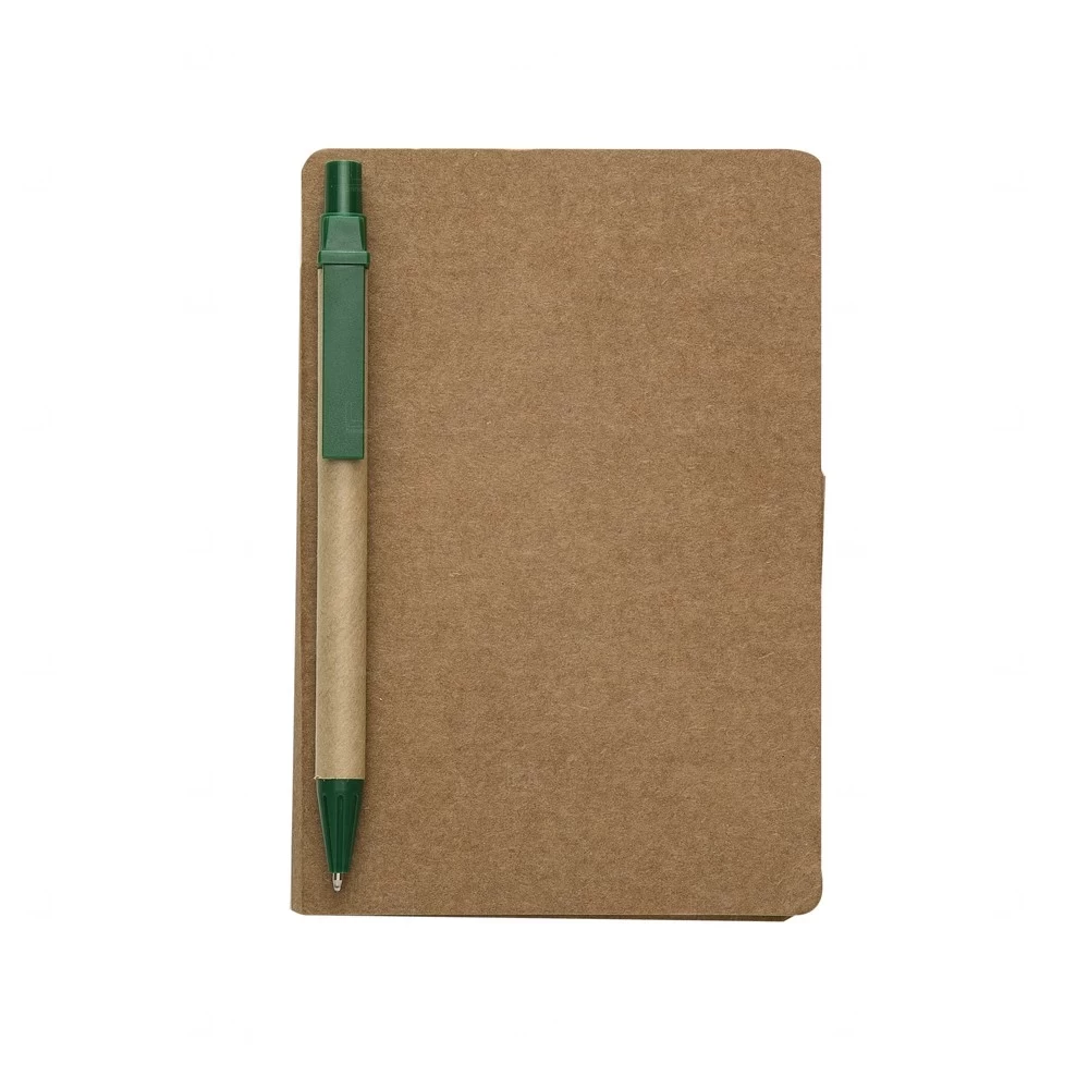 Bloco Ecológico com Caneta e Post-it Personalizado - 15,5 x 10 cm Verde Escuro