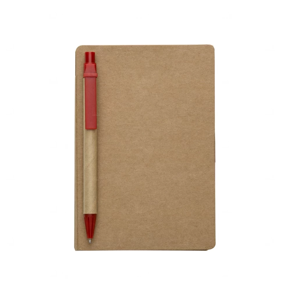 Bloco Ecológico com Caneta e Post-it Personalizado - 15,5 x 10 cm Vermelho