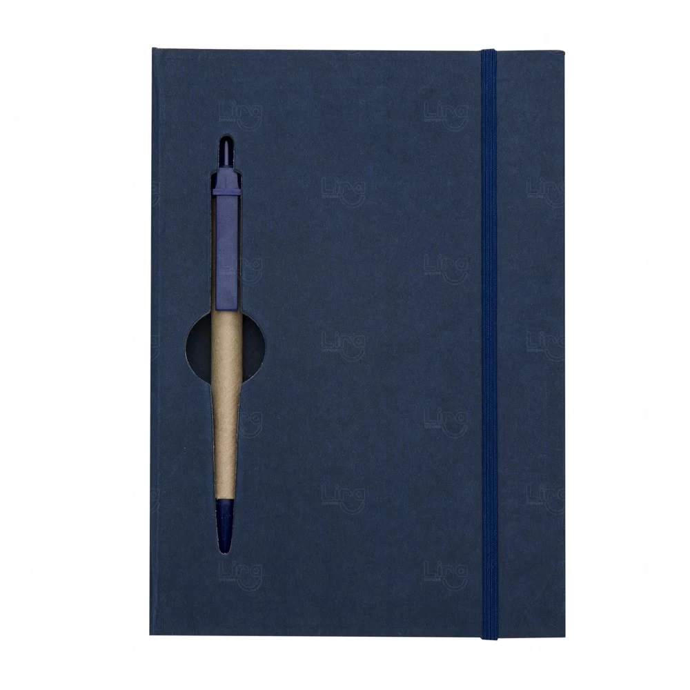 Caderno Ecológico com Caneta Personalizado - 20x14cm Azul
