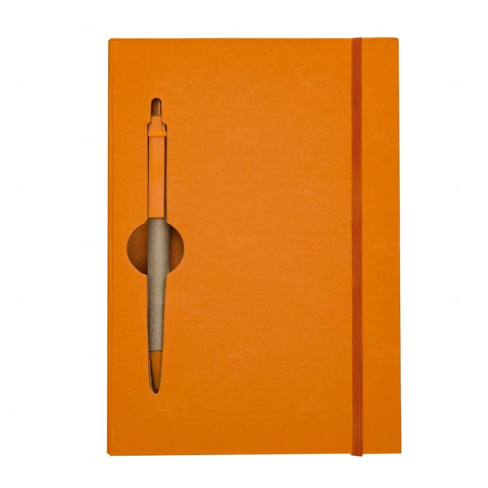 Caderno Ecológico com Caneta Personalizado - 20x14cm Laranja