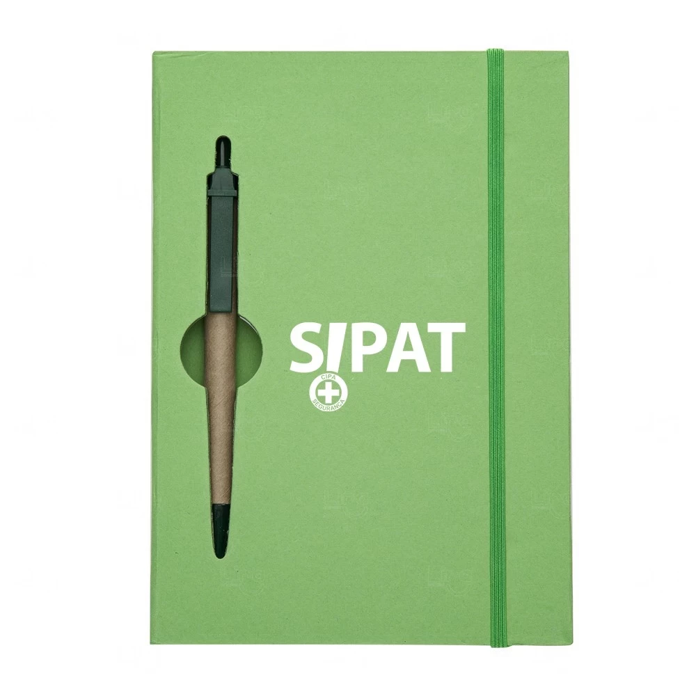 Caderno Ecológico com Caneta Personalizado - 20x14cm Verde