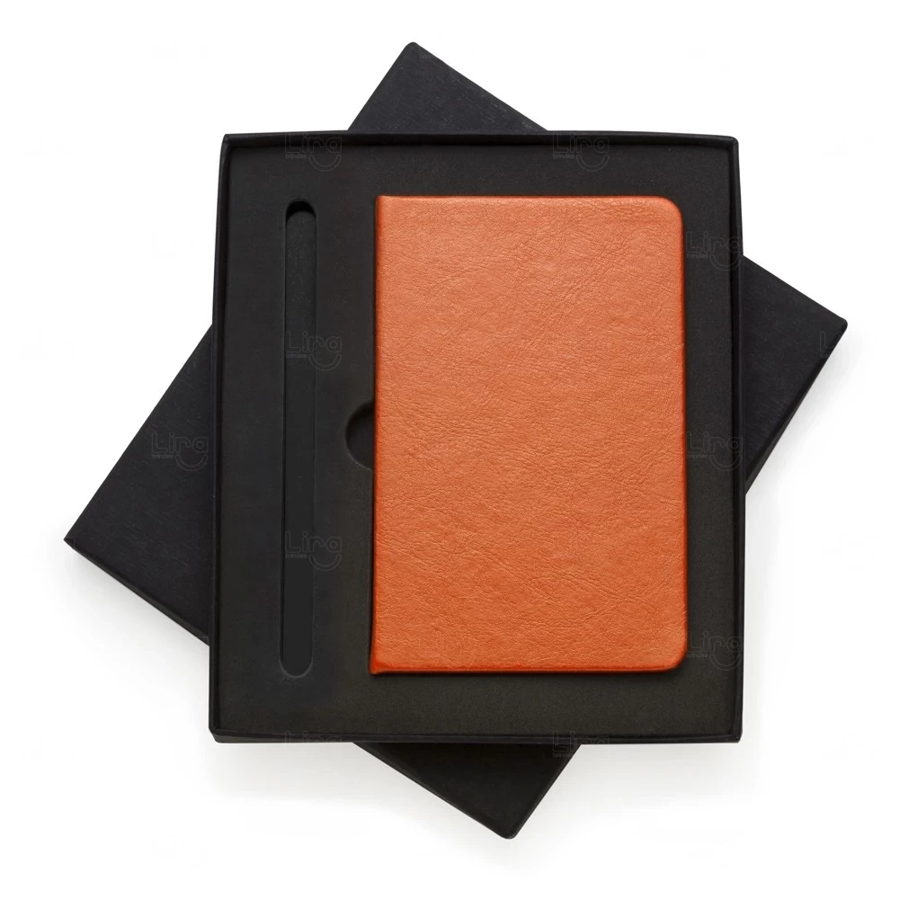 Bloco De Anotações Couro Sintético Personalizado - 14 x 9 cm Laranja
