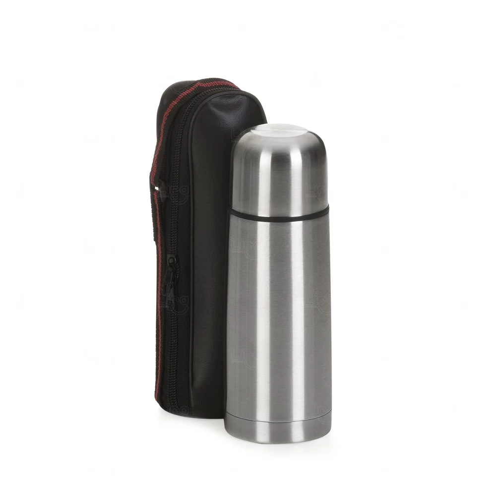 Mini Garrafa Térmica 350ml com Capa Protetora Personalizada Preto