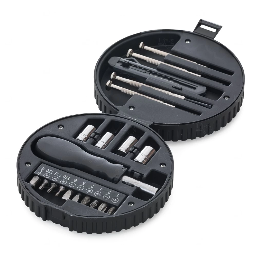 Mini Kit de Ferramentas Personalizado - 20 Peças com Estojo Pneu 